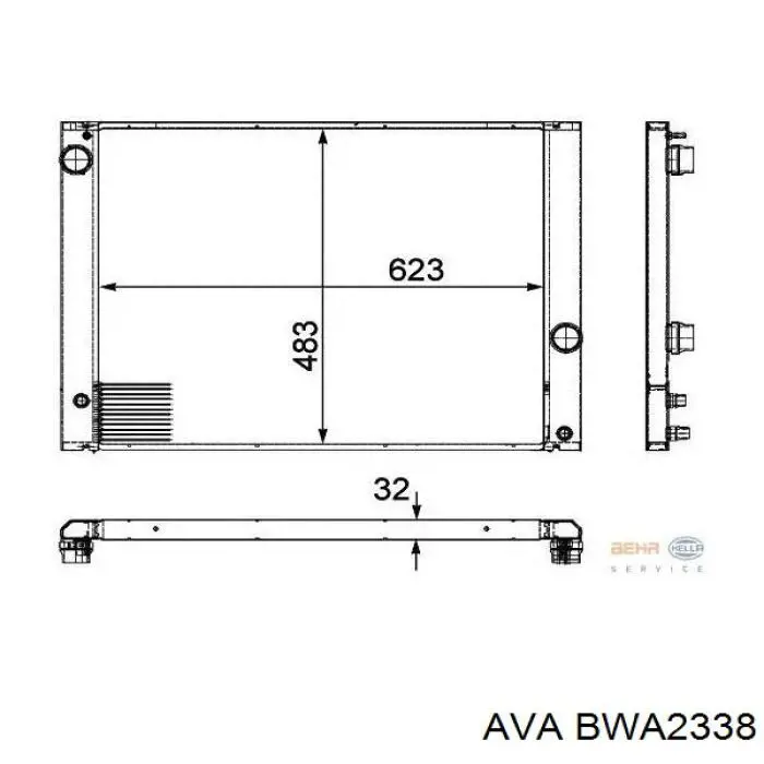 BWA2338 AVA Радіатор охолодження двигуна
