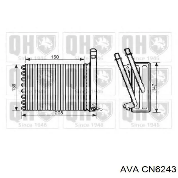 CN6243 AVA радіатор пічки (обігрівача, задній)