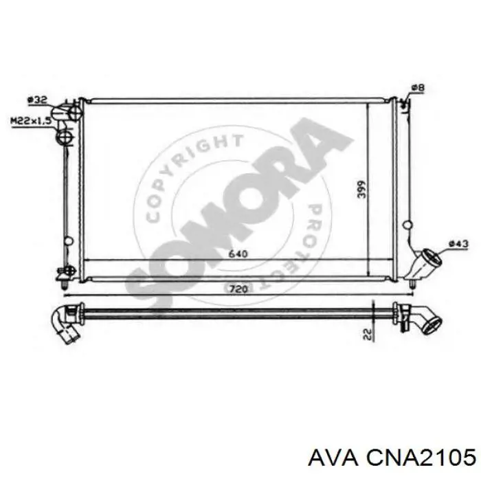 Радіатор охолодження двигуна CNA2105 AVA