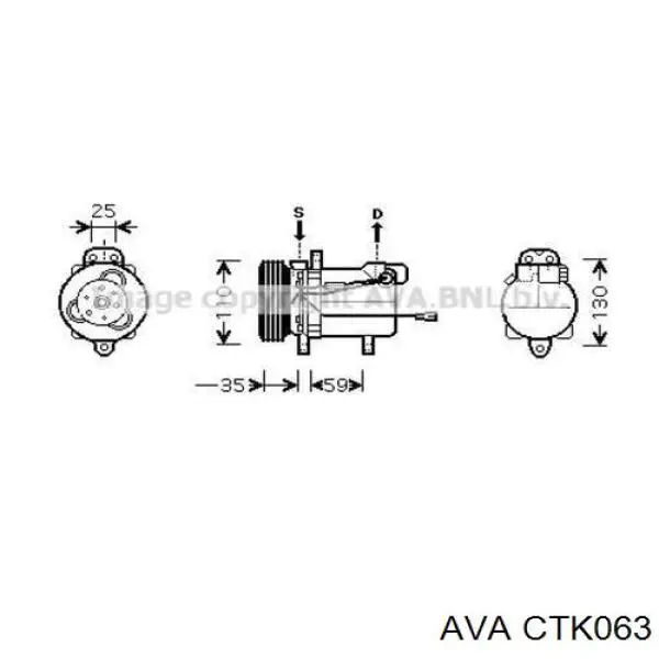 Компресор системи кондиціювання AVA CTK063 ціна, від 215.62 USD