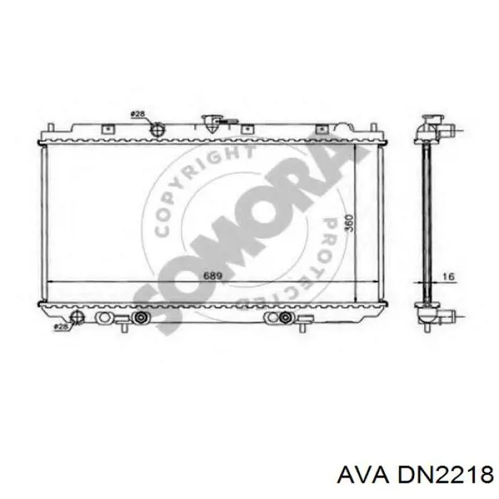 DN2218 AVA радіатор охолодження двигуна