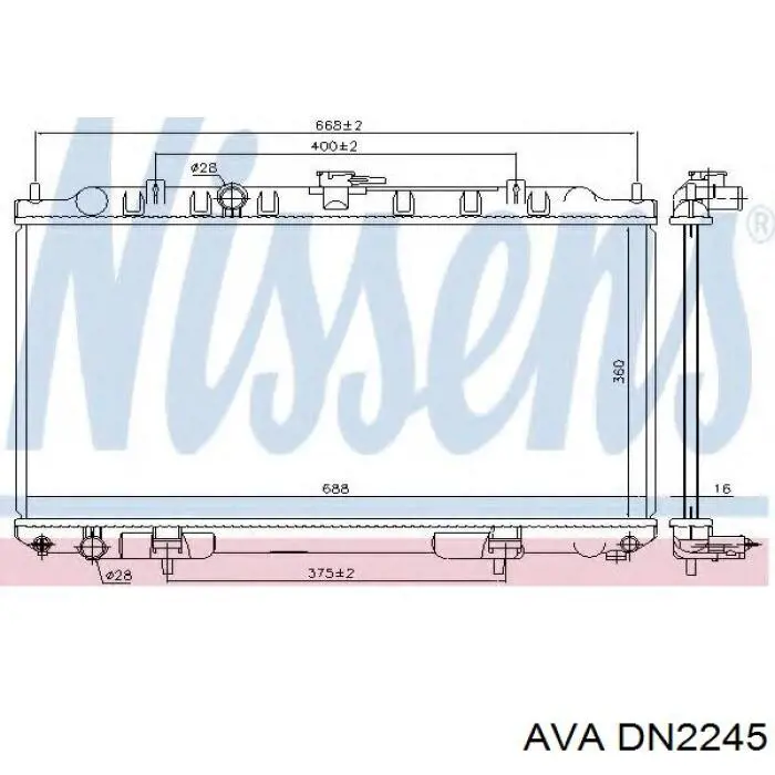 DN2245 AVA Радіатор охолодження двигуна