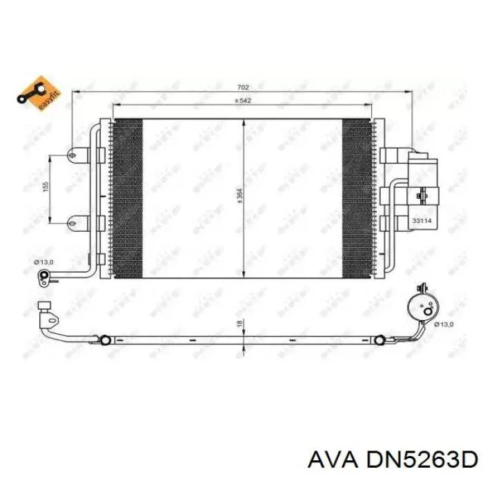 Конденсатор кондиціонера AVA DN5263D ціна, від 81.77 USD