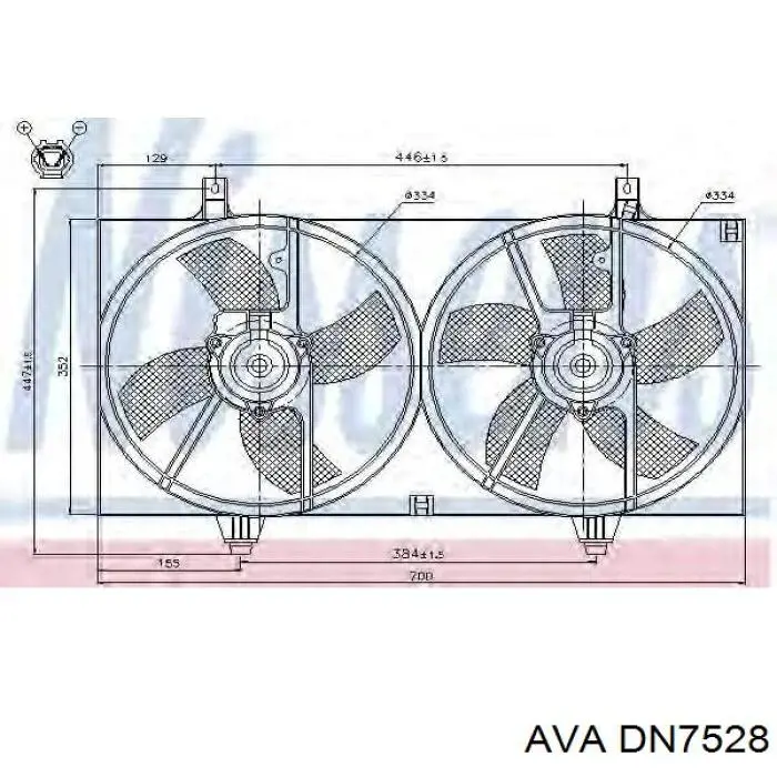 Купити DN7528 AVA Дифузор радіатора охолодження, в зборі з двигуном і крильчаткою