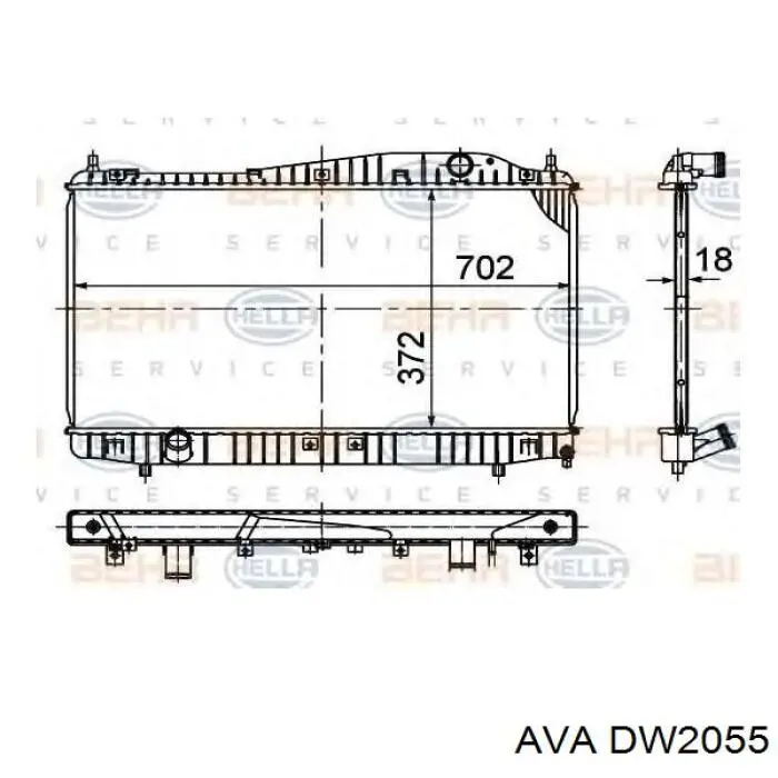 Купити DW2055 AVA Радіатор двигуна
