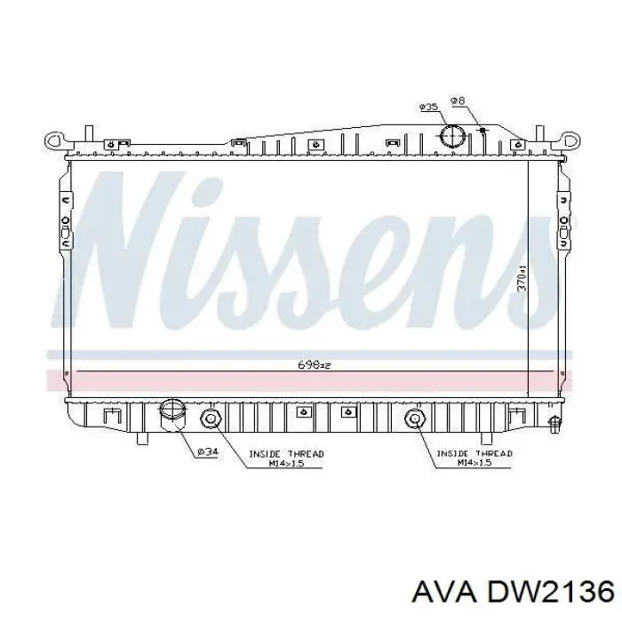 Радіатор охолодження двигуна DW2136 AVA
