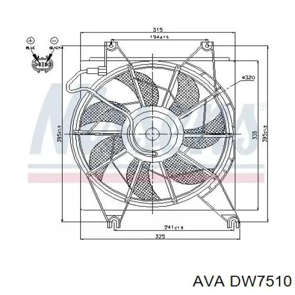 Електровентилятор кондиціонера в зборі (двигун + крильчатка) DW7510 AVA