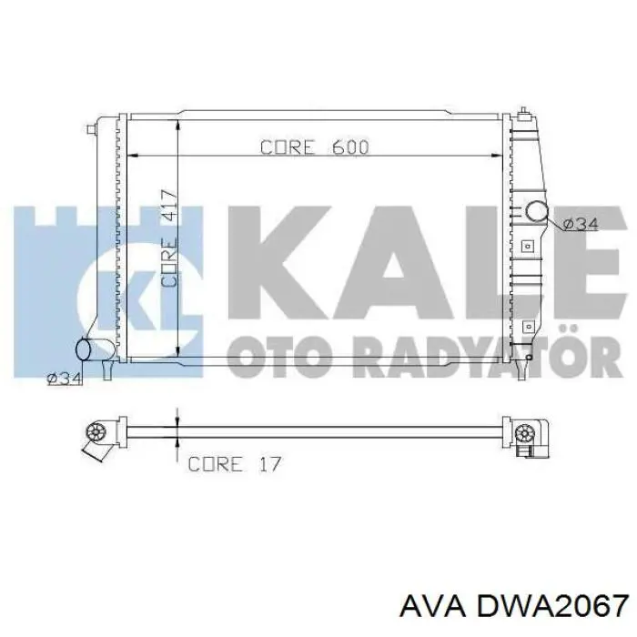 Купити DWA2067 AVA Радіатор двигуна