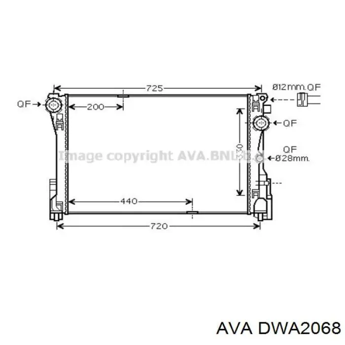 Радіатор охолодження AVA DWA2068