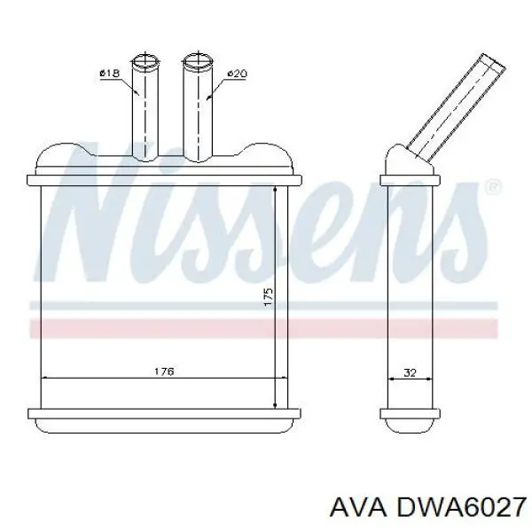 Радіатор пічки (обігрівача) AVA DWA6027 ціна, від 26.90 USD