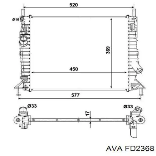 FD2368 AVA Радіатор охолодження двигуна