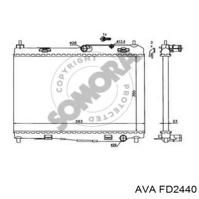 Купити FD2440 AVA Радіатор двигуна