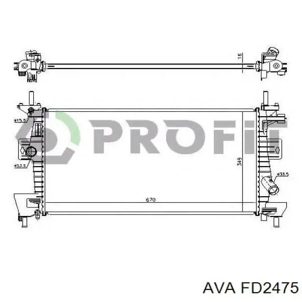 FD2475 AVA Радіатор охолодження двигуна