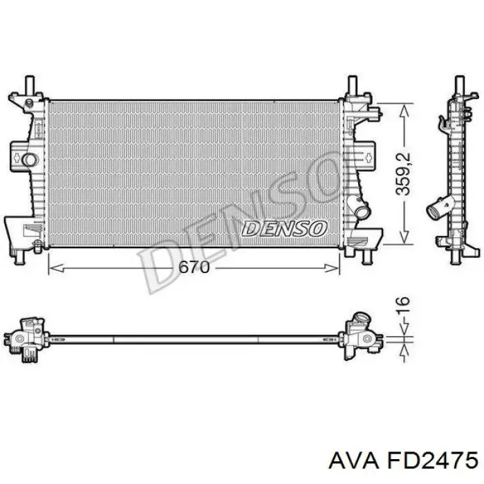 Купити FD2475 AVA Радіатор двигуна