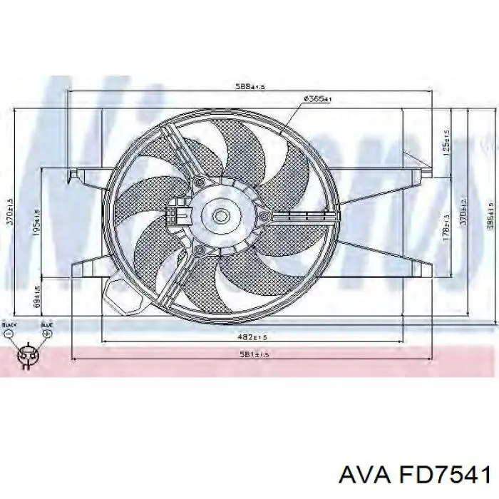Купити FD7541 AVA Дифузор радіатора охолодження, в зборі з двигуном і крильчаткою
