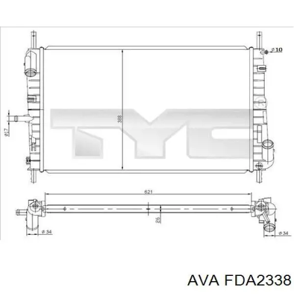 Радіатор охолодження двигуна FDA2338 AVA