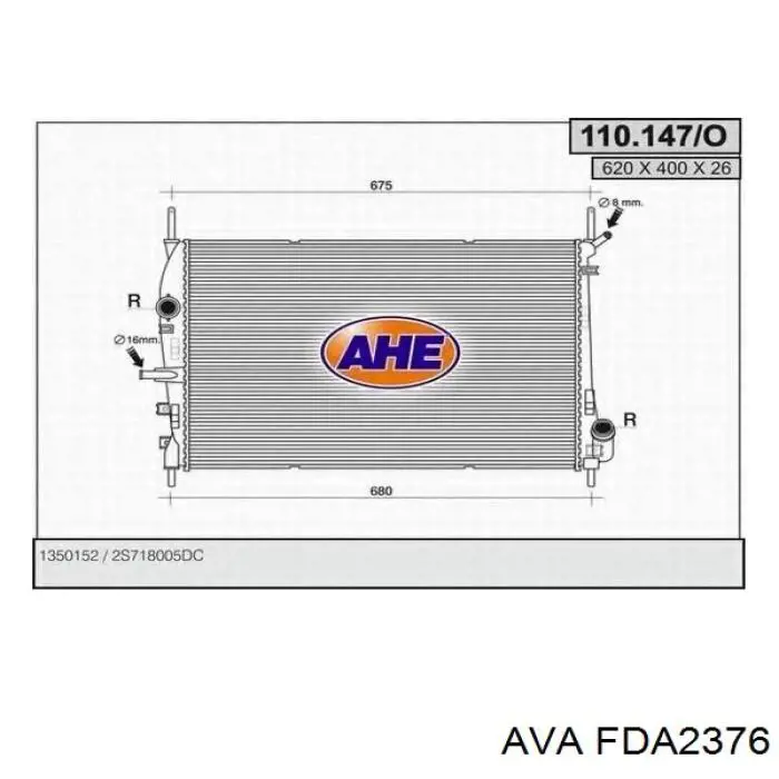 FDA2376 AVA Радіатор охолодження двигуна
