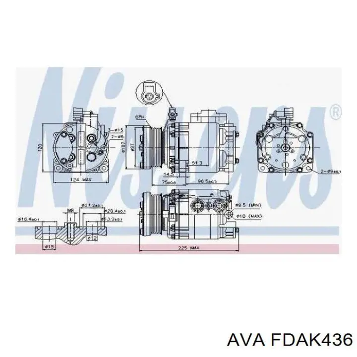 Компресор системи кондиціювання AVA FDAK436 ціна, від 261.08 USD