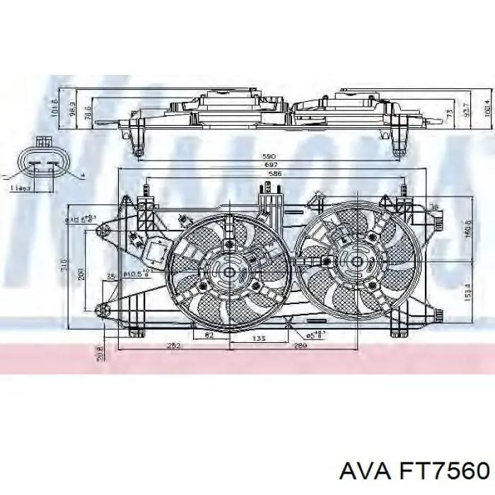 51768022 Fiat/Alfa/Lancia Дифузор радіатора охолодження, в зборі з мотором і крильчаткою