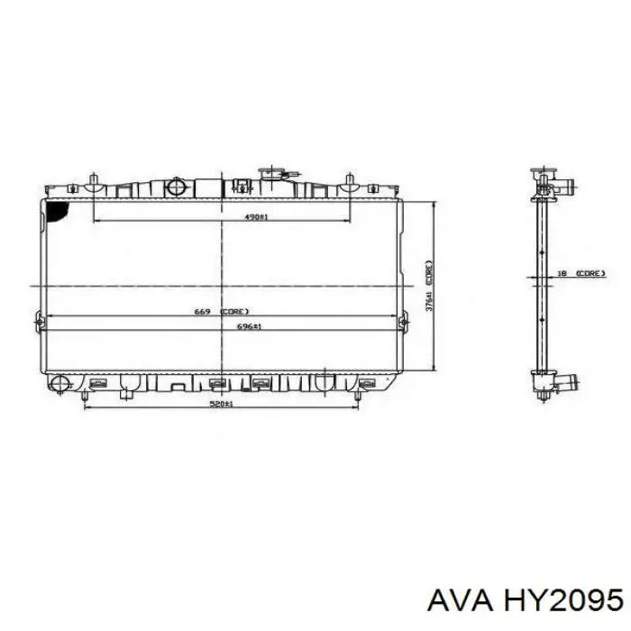 Радіатор охолодження двигуна HY2095 AVA