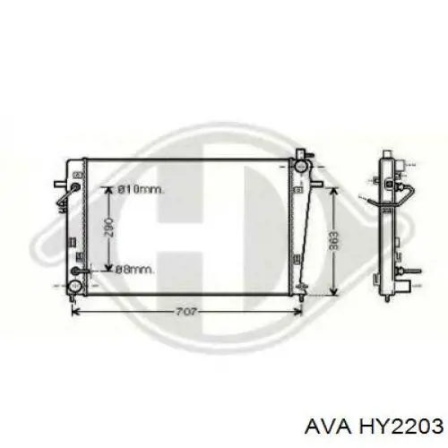 Радіатор охолодження двигуна HY2203 AVA