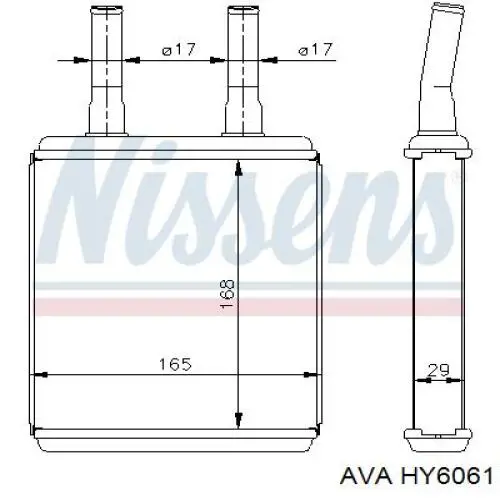 Радіатор пічки (обігрівача) AVA HY6061 ціна, від 31.06 USD