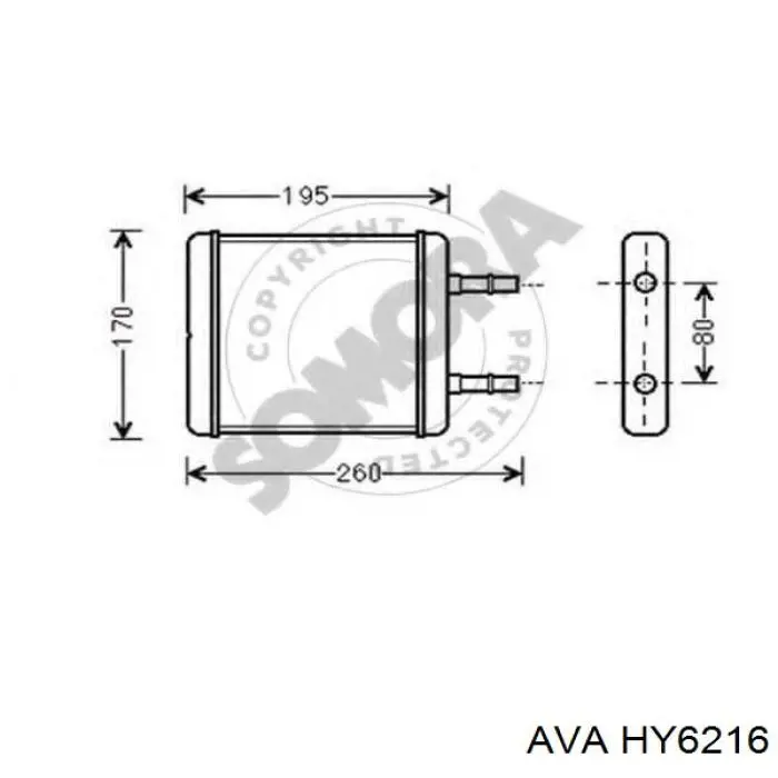 HY6216 AVA Радіатор опалювача салону