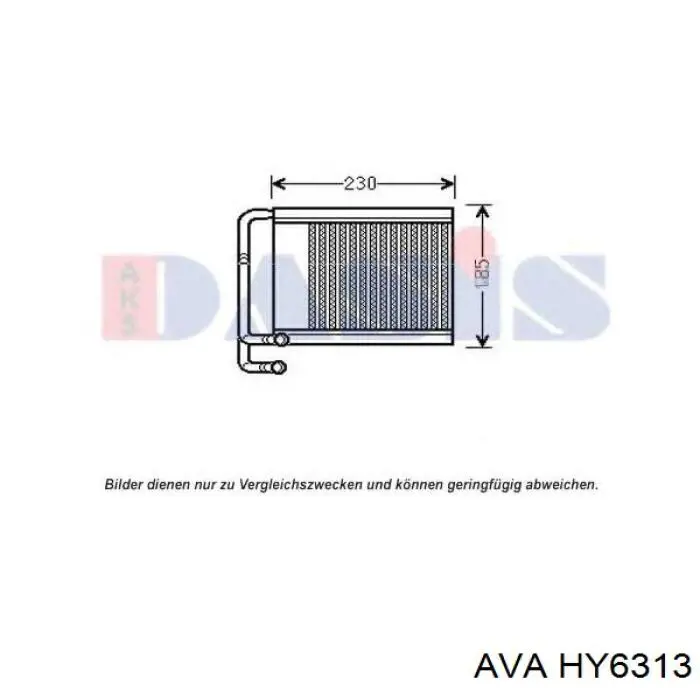 HY6313 AVA Радіатор опалювача салону