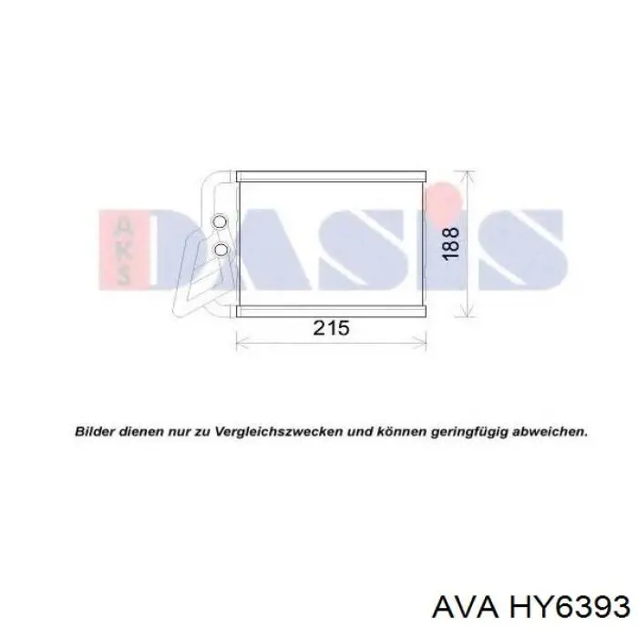 Радіатор пічки (обігрівача) AVA HY6393 ціна, від 39.32 USD