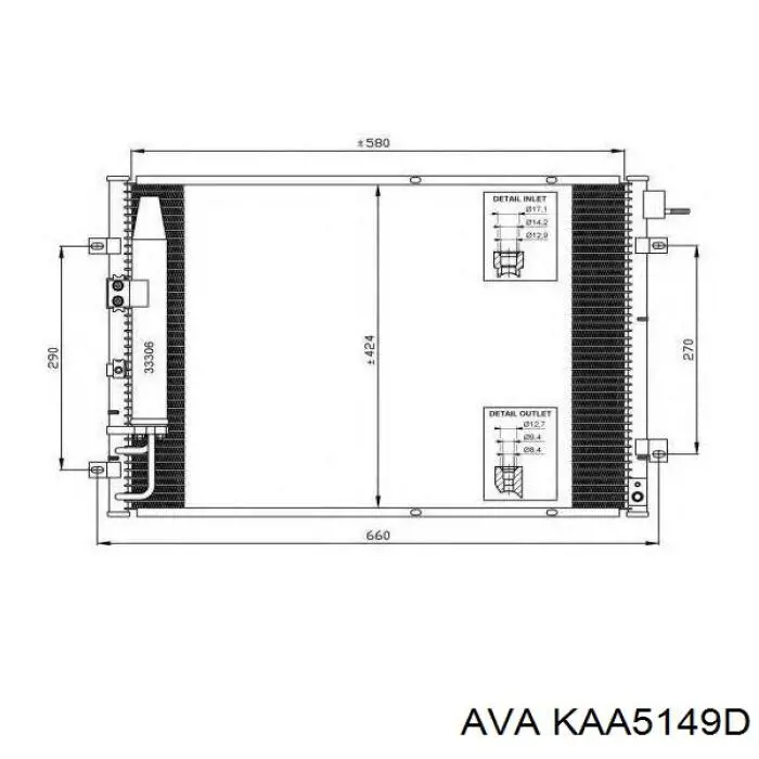 Купити KAA5149D AVA Радіатор системи охолодження кондиціонера