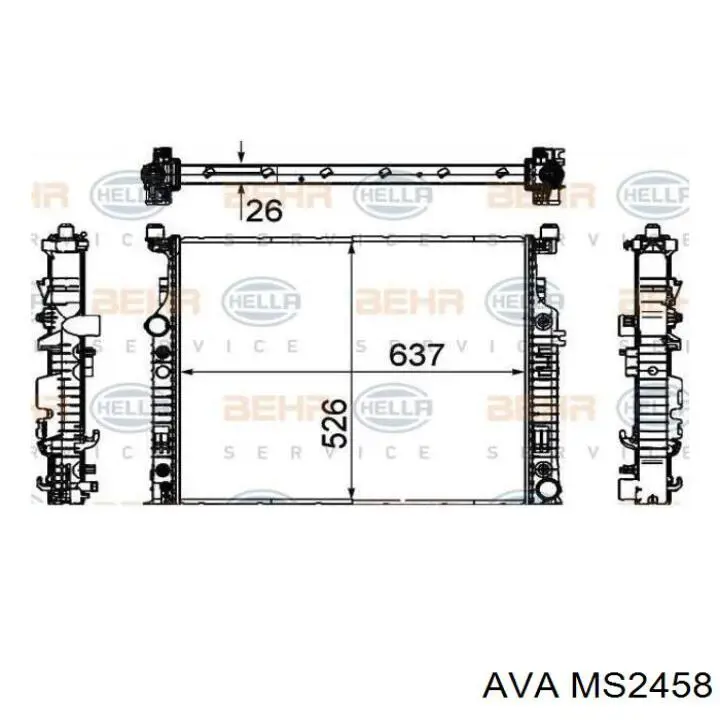 Купити MS2458 AVA Радіатор двигуна