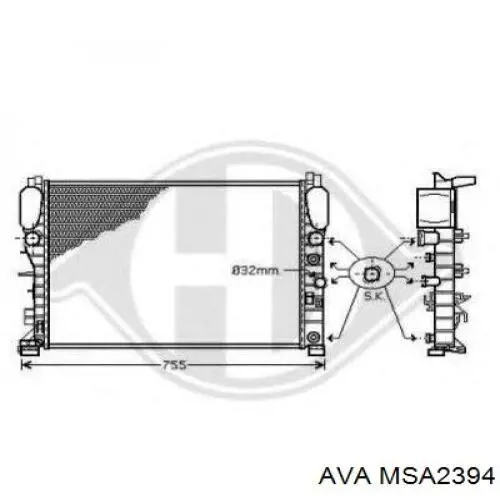 Купити MSA2394 AVA Радіатор двигуна