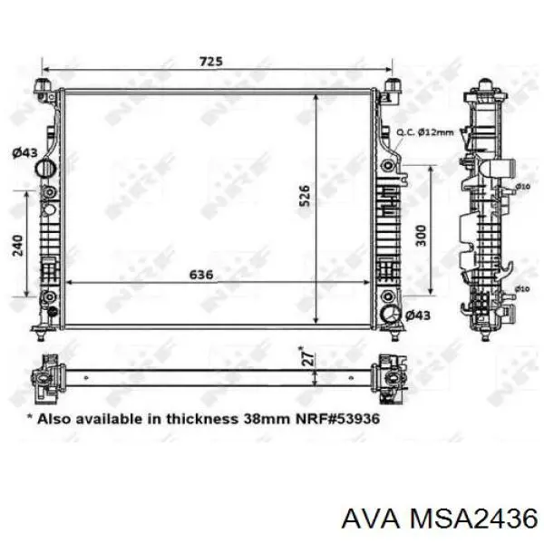 Радіатор охолодження двигуна MSA2436 AVA