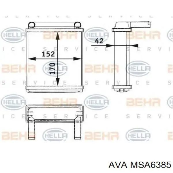 Радіатор пічки (обігрівача), задній MSA6385 AVA