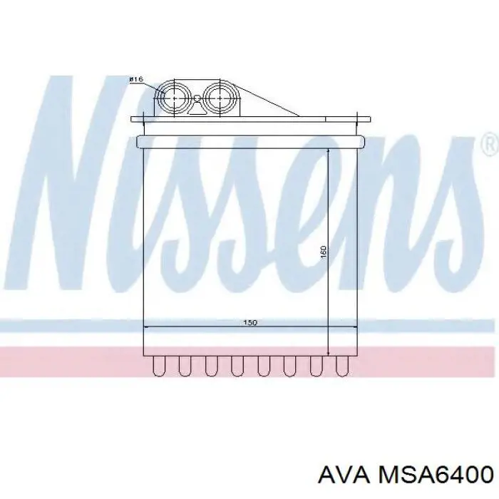 Радіатор пічки (обігрівача), задній MSA6400 AVA