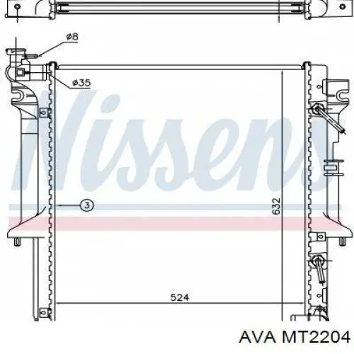 MT2204 AVA Радіатор охолодження двигуна