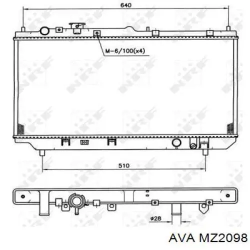 Радіатор охолодження двигуна MZ2098 AVA