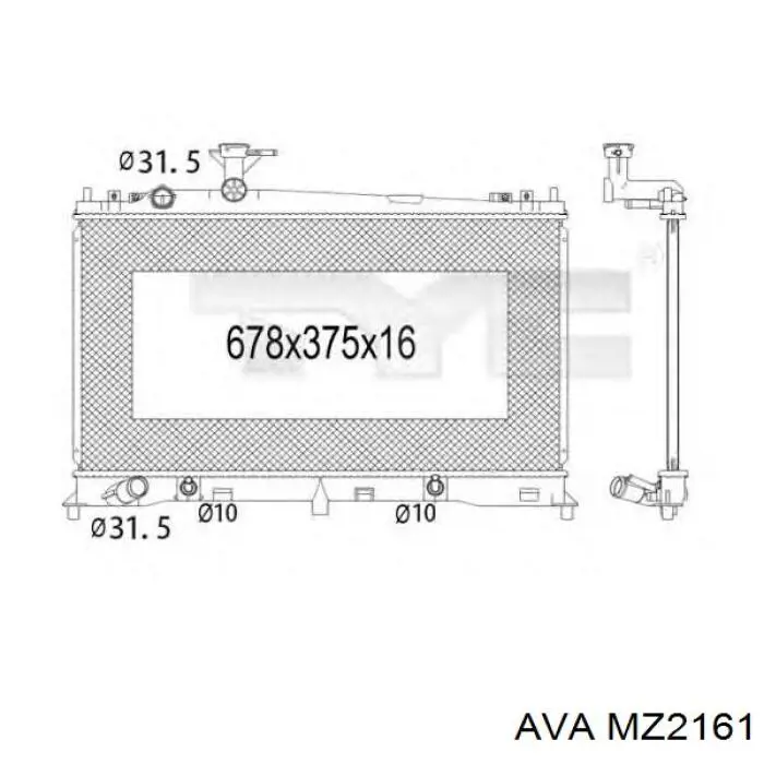 Купити MZ2161 AVA Радіатор двигуна