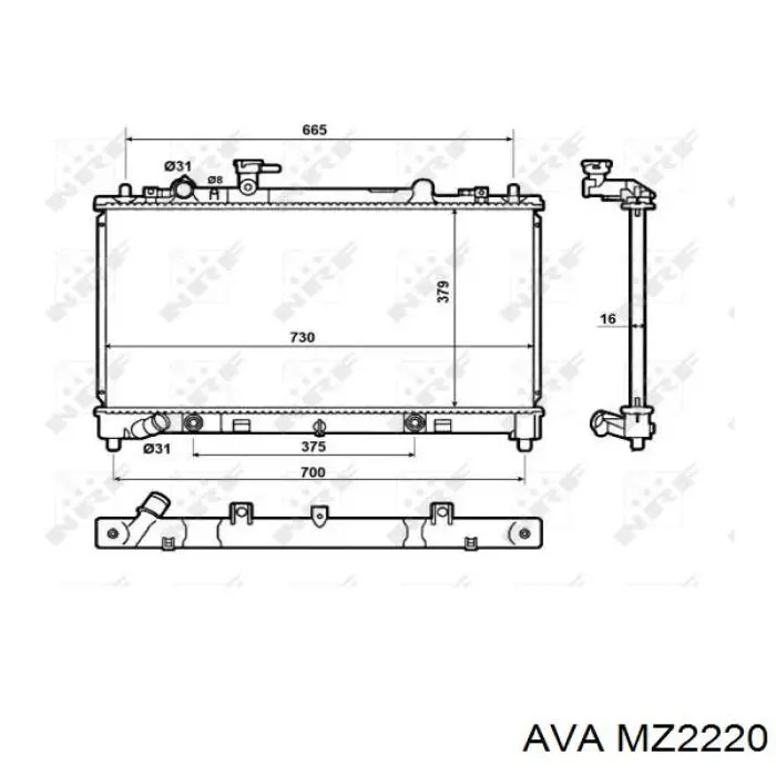 MZ2220 AVA Радіатор охолодження двигуна