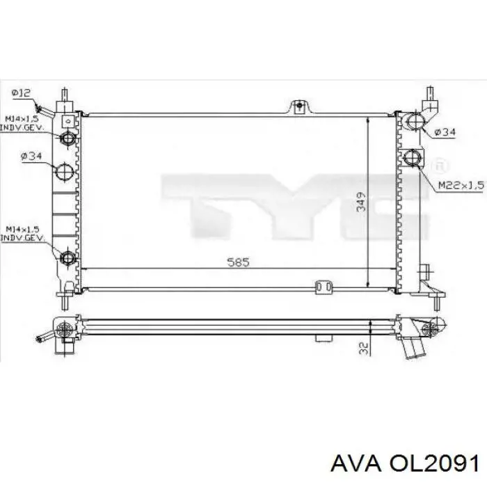 Купити OL2091 AVA Радіатор двигуна