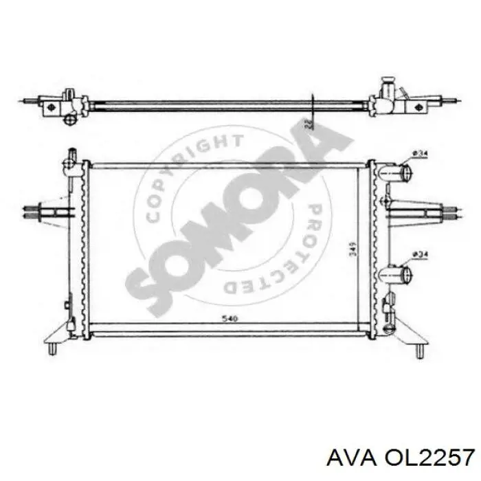 OL2257 AVA Радіатор охолодження двигуна