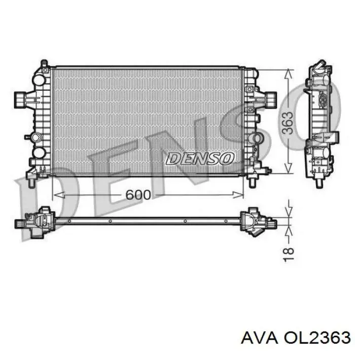 Купити OL2363 AVA Радіатор двигуна