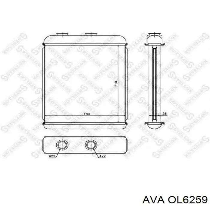Радіатор пічки (обігрівача) AVA OL6259 ціна, від 27.63 USD