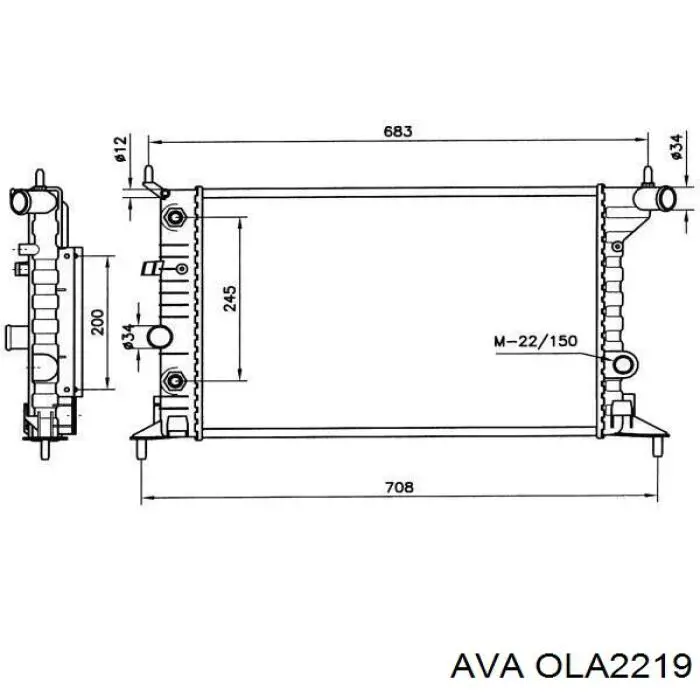 Радіатор основний AVA OLA2219 ціна, від 42.19 USD