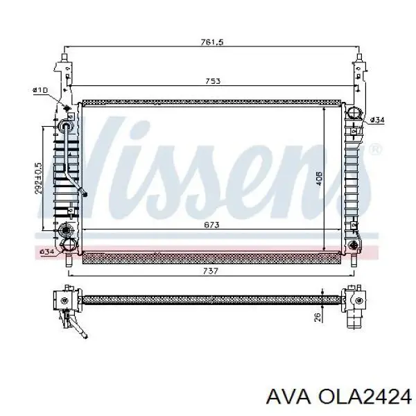 Радіатор основний AVA OLA2424 ціна, від 146.20 USD