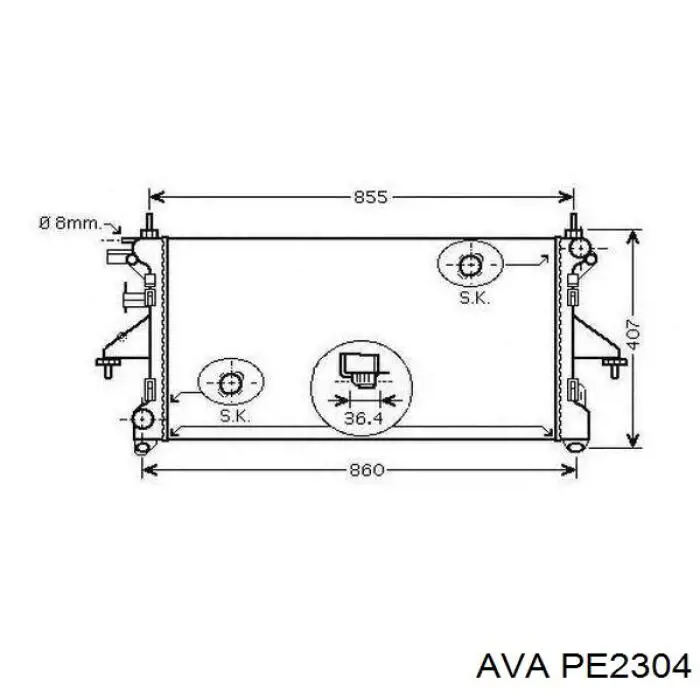 Радіатор охолодження двигуна PE2304 AVA