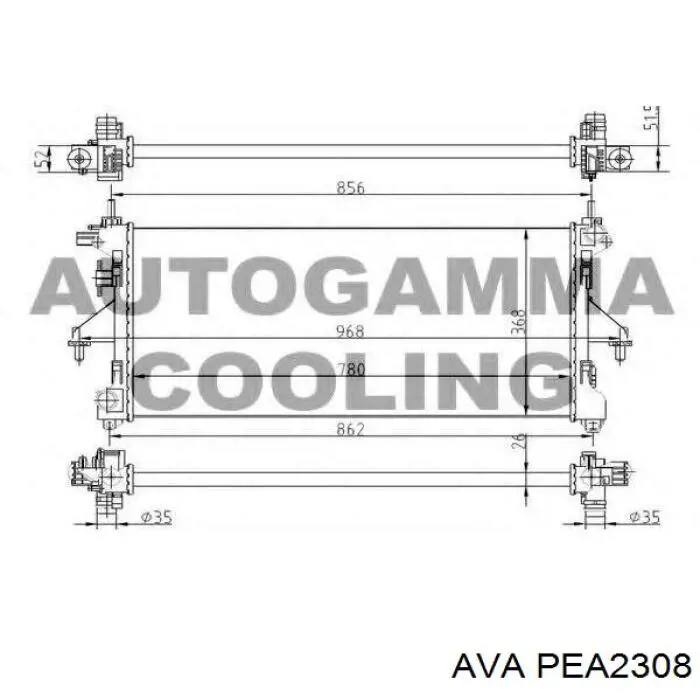 PEA2308 AVA радіатор охолодження двигуна