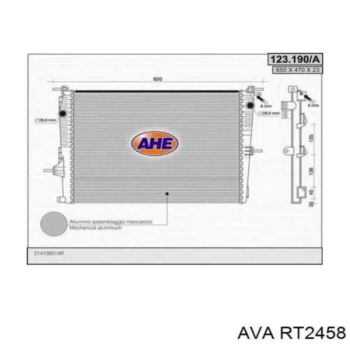 Радіатор основний AVA RT2458 ціна, від 101.16 USD