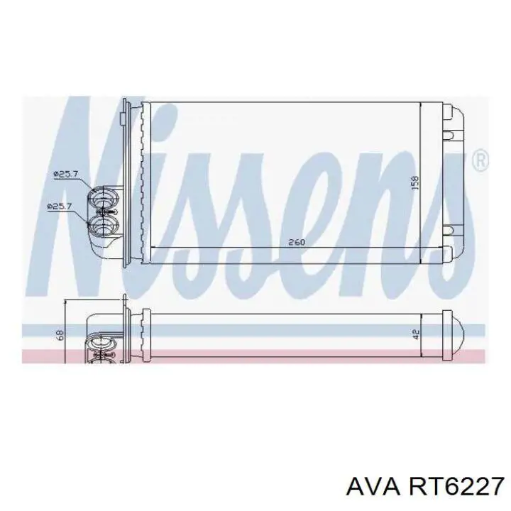 RT6227 AVA Радіатор опалювача салону