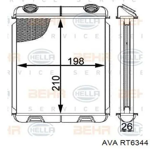 Радіатор пічки (обігрівача) AVA RT6344 ціна, від 31.83 USD